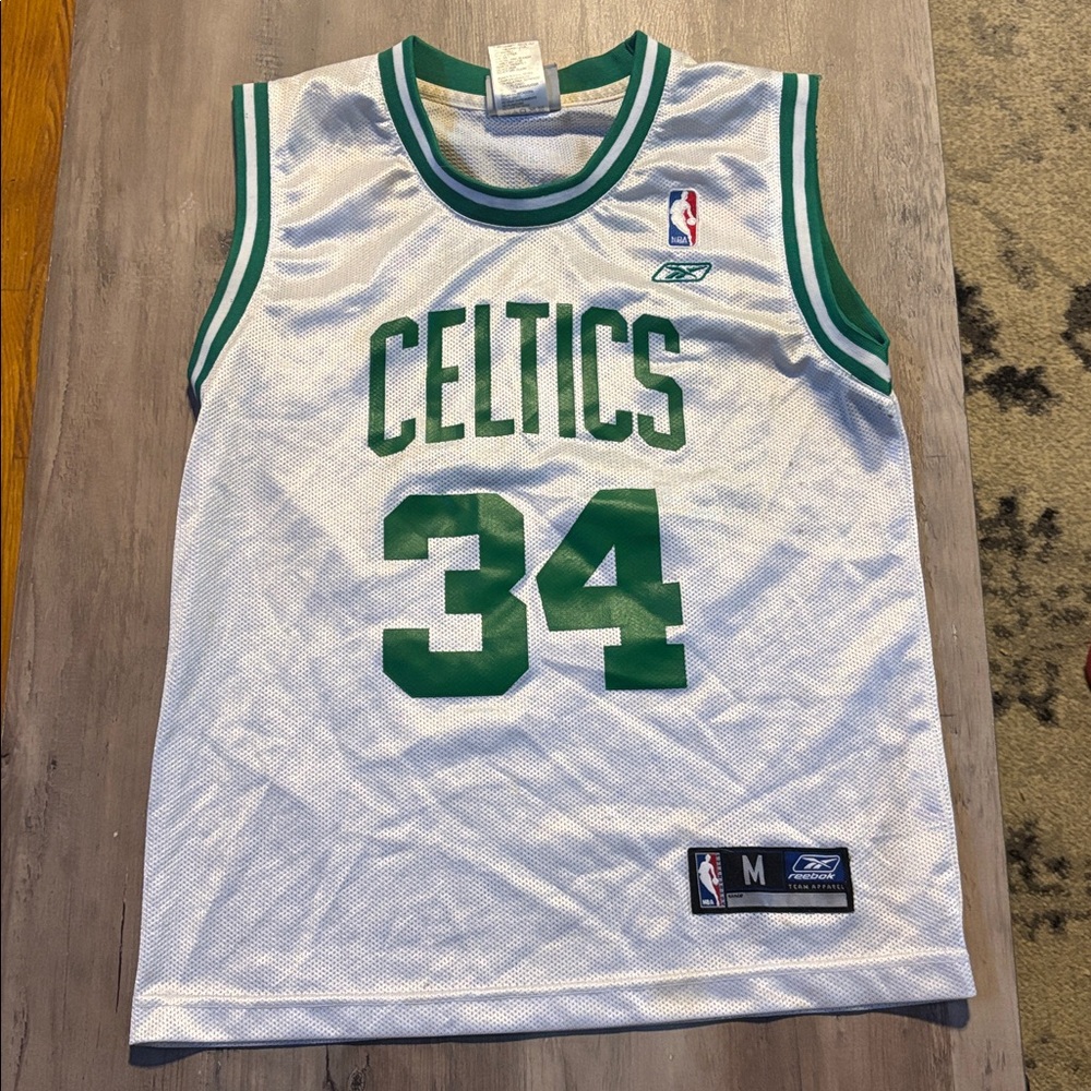 Reebok White and Green Basketball Jersey